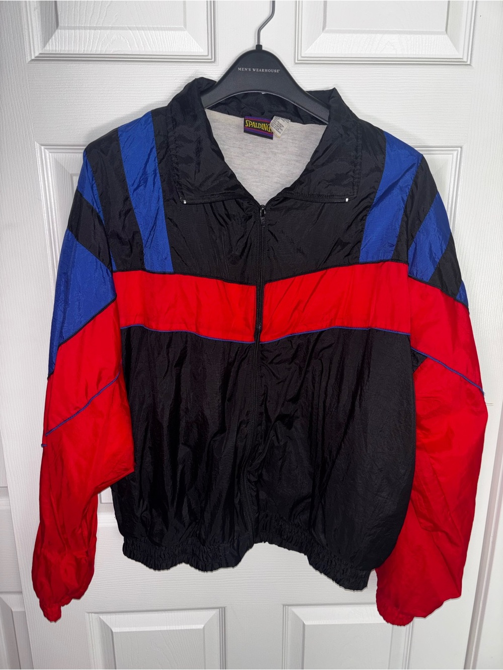 Spalding Black Windbreaker with Red & Blue Panels